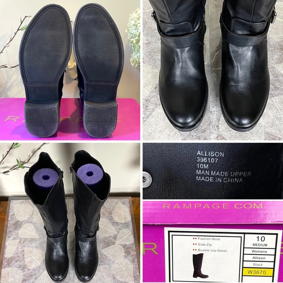 NIB Rampage Allison Asymmetrical Zipper Buckled Knee High Tall Riding/Biker Boot - Picture 16 of 16